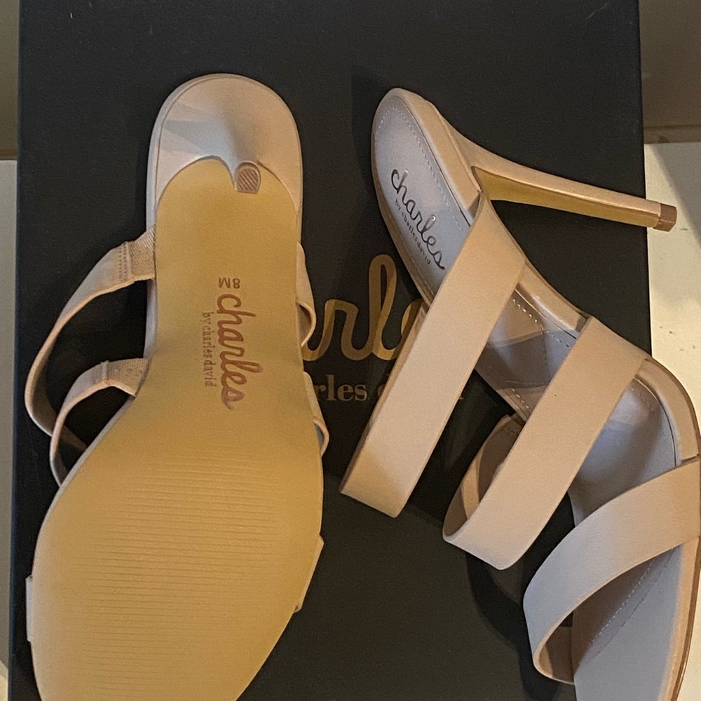 NWT Charles David RIVALRY Strappy Heels Size 8 - Nude Smooth